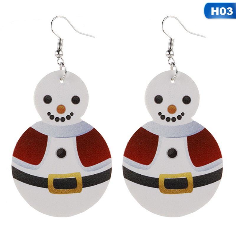 Fancyqube Fancycube Anting Bentuk Snowman Natal Bahan Kulit Pu