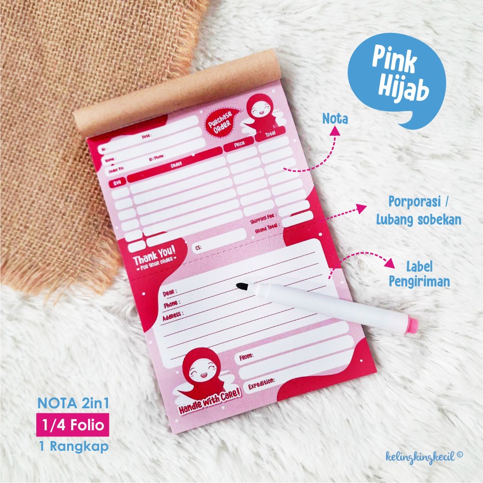 

Nota Label Kirim 2 in 1 SHIPPING CARD PINK HIJAB