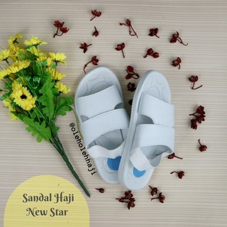 Sepatu Sandal  Slop Haji Umroh Pria Spon Putih  Polos  Karet 