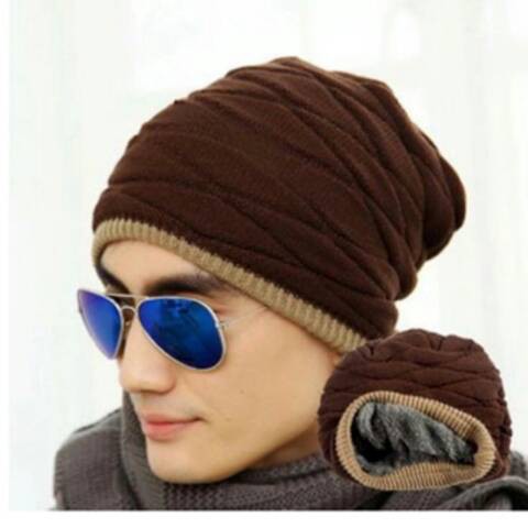 Topi Kupluk Bahan Wol Motif Herringbone Shelby Shakerby Untuk Pri JJ546 Kupluk Musim Dingin Gaul - N