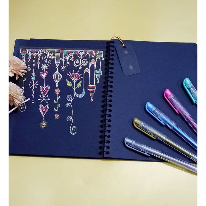 

SET MURAH: BUKU Catatan Hitam Jilid Spiral 5 PEN Dong-A Gel Metallic