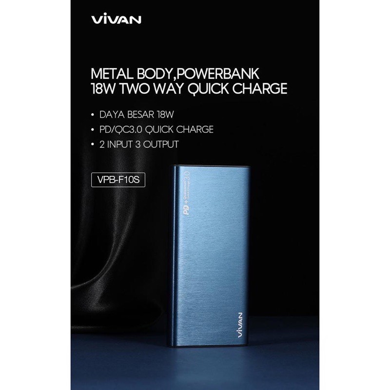 Powerbank VIVAN Original Power Bank 10000mah VPB-F10S VPB10F mah Fast PD QC3.0 PROMO TERMURAH