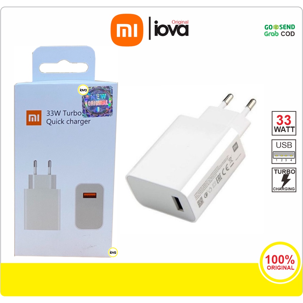 ADAPTOR / KEPALA CHARGER XIAOMI 33W TURBO XIAOMI REDMI NOTE 9 10 PRO POCO X3 original turbo charge, 
