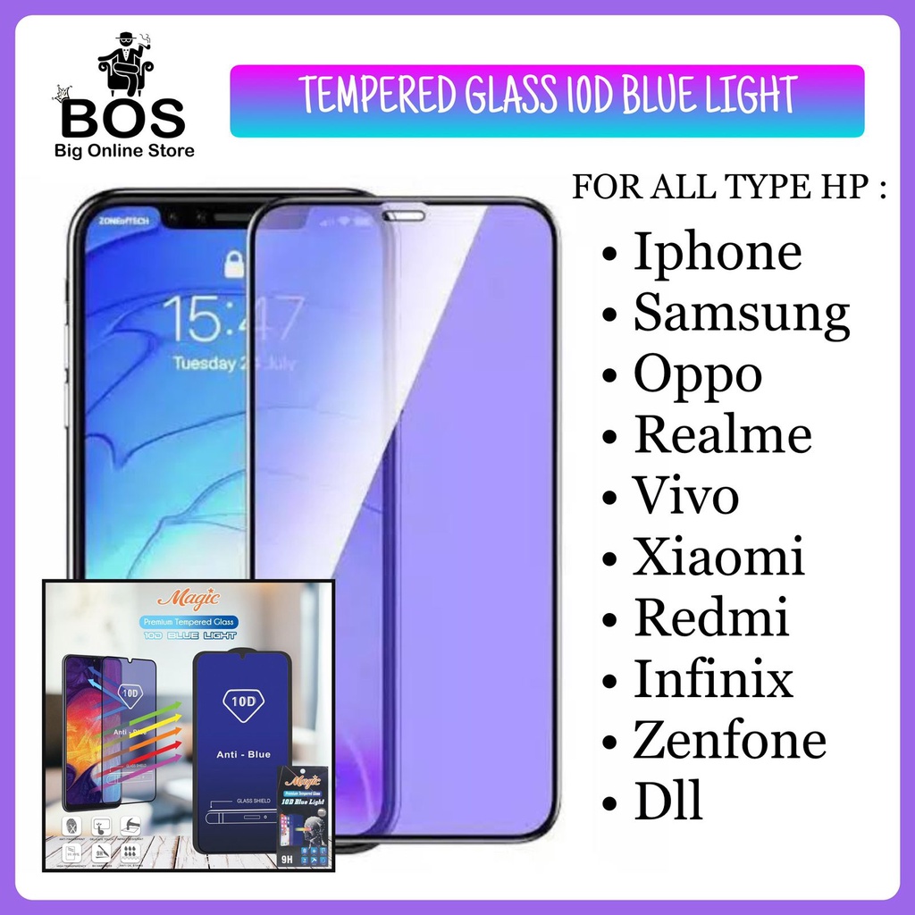 BOS - INFINIX HOT 11S/ZERO X/ZERO X PRO/SMART 6/NOTE 11/NOTE 11 PRO/HOT 11 PLAY  | TEMPERED GLASS 10D BLUE LIGHT ANTI RADIASI