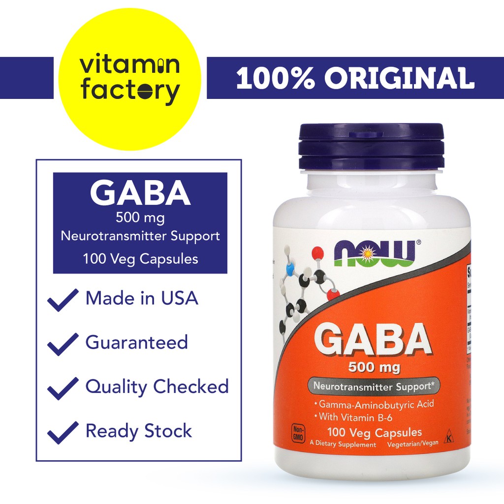 Now Foods Gaba 500 mg 100 Veg Capsules Anti Depresi Stress