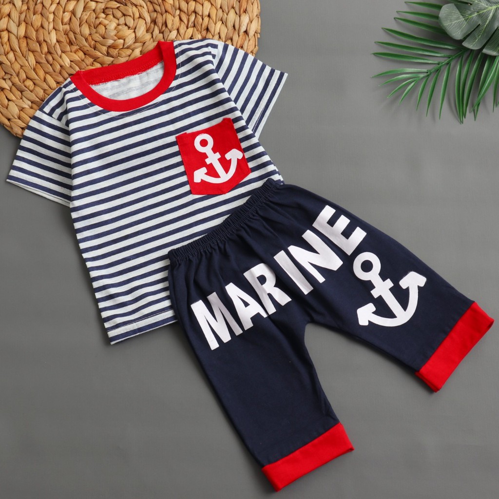 Baju Anak Bayi Laki Laki IMPORT setelan Baju Celana Anak Bayi Marine