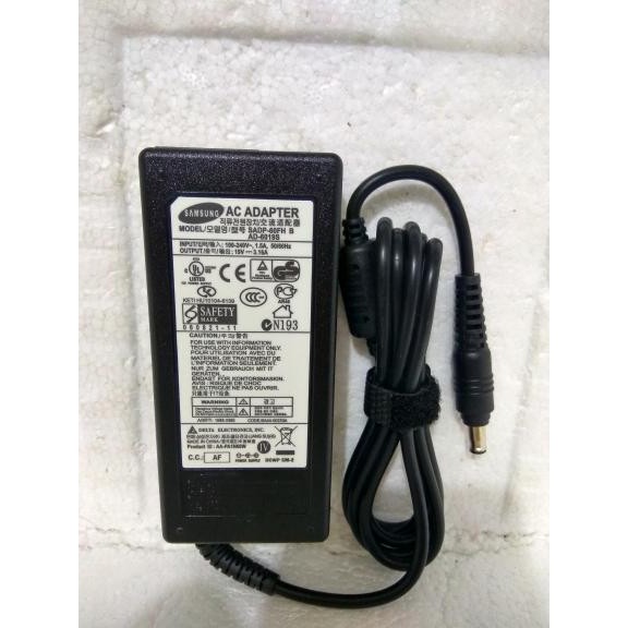 ADAPTOR - CHARGER LAPTOP SAMSUNG 19V - 3.16A (PIN CENTRAL) ORIGINAL 100%