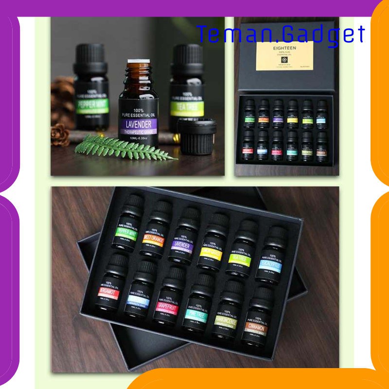 TG-CE004 Eighteen Pure Essential Fragrance Oils Minyak Aromatherapy 10ml 6PCS