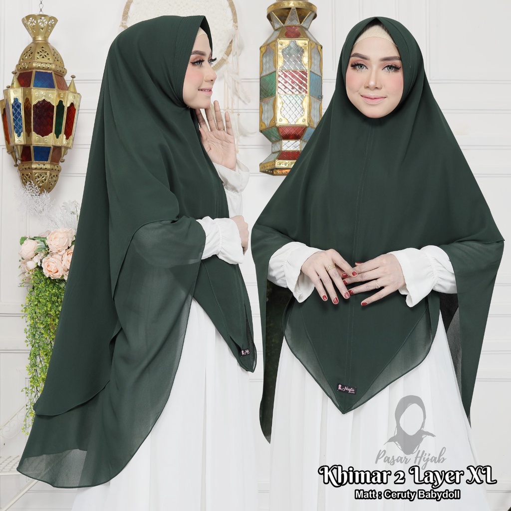 Khimar 2 Layer Size XL Ceruty Babydoll Original By Nayla Hijab Kerudung Ceruty Jumbo Pasar Hija'b