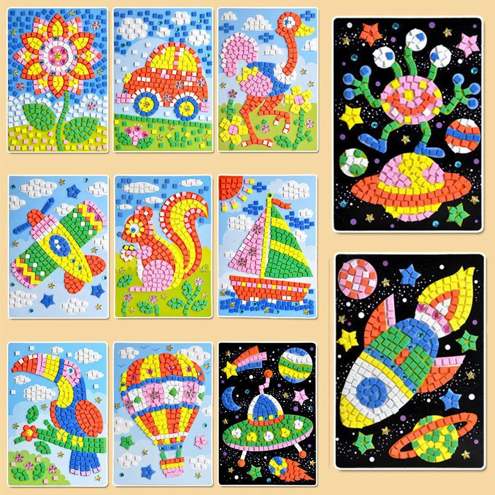 Suyo 3D Mosaics Puzzle Kreatif DIY Kits Stiker Edukasi Dini