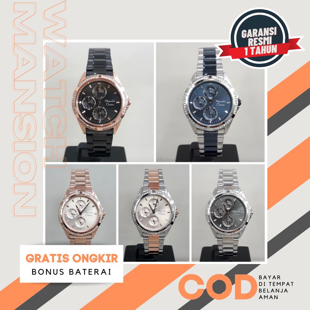 JAM TANGAN WANITA ALEXANDRE CHRISTIE 2902 AC2902 STAINLESS STEEL ORIGINAL GARANSI FREE BATERAI