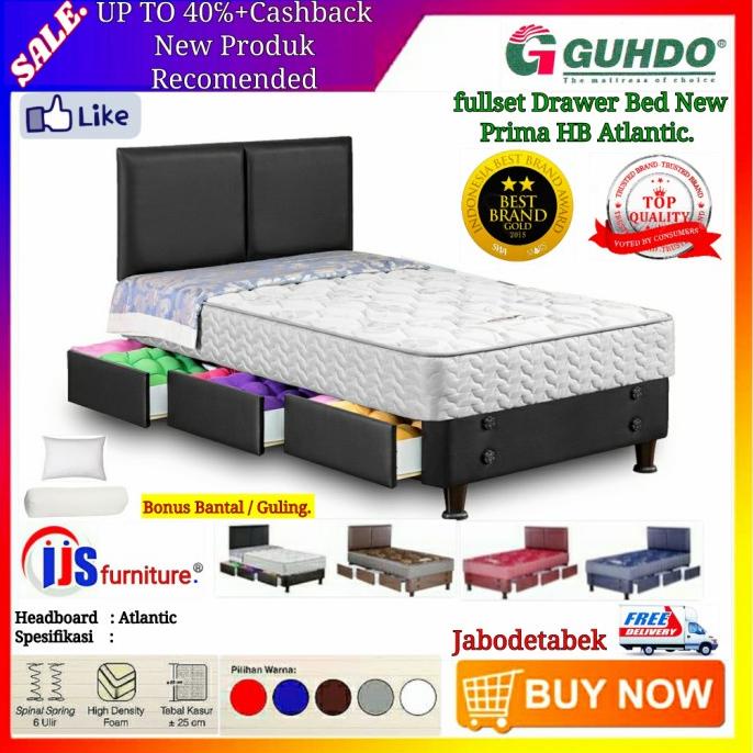 Guhdo fullset Kasur Drawer Bed/laci New Prima HB Atlantic uk 100x200