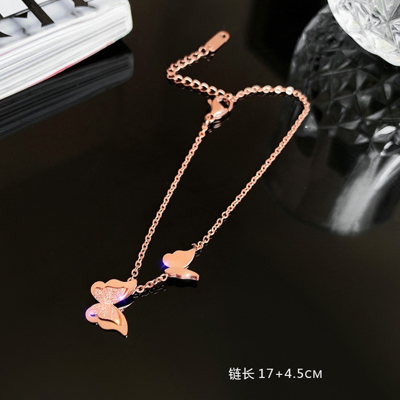 Gelang Titanium Kupu-kupu Wanita Anti Karat dan tidak luntur Emas 18k aksesoris fashion korea