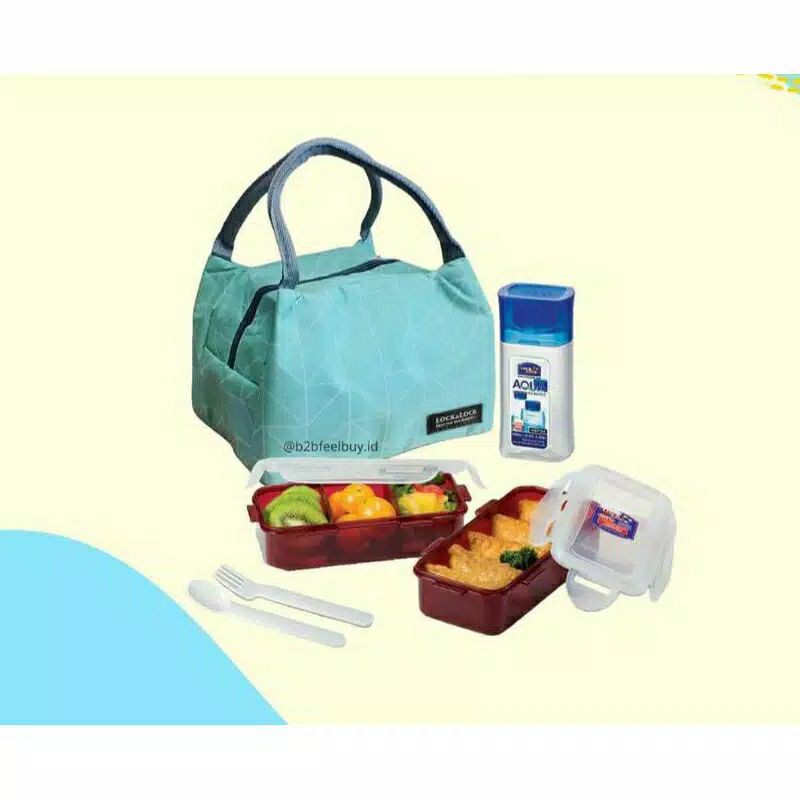 Lock &amp; Lock Lunch Box 3pcs - HPL758 Wadah makanan Tosca Navy Kotak Bekal Anak murah Lock n Lock