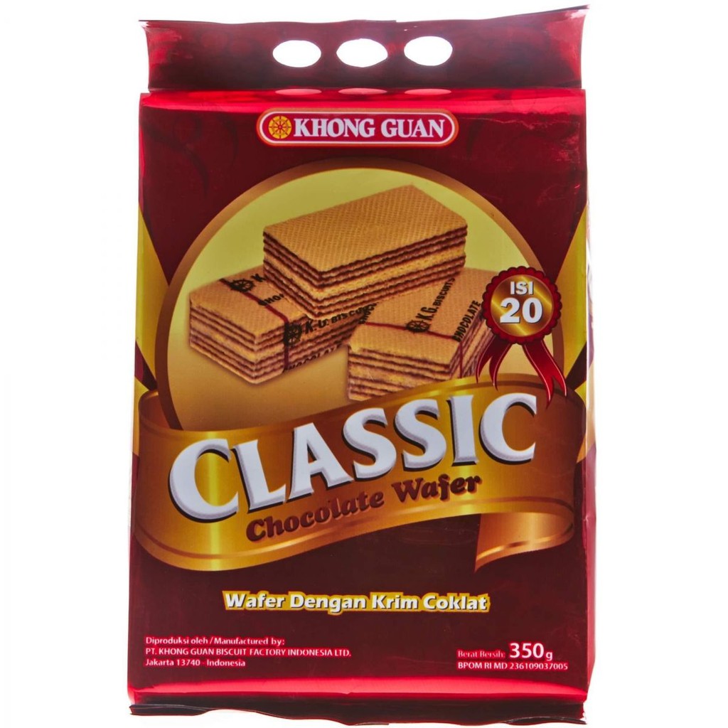 

KHONG GUAN Biscuit - Biskuit Wafer Classic Chocolate 350g