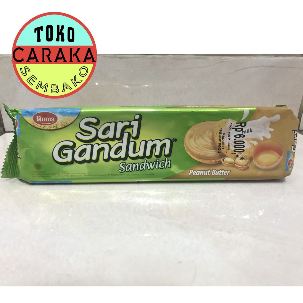 

Roma Sari Gandum Peanut Butter 115g - Kacang