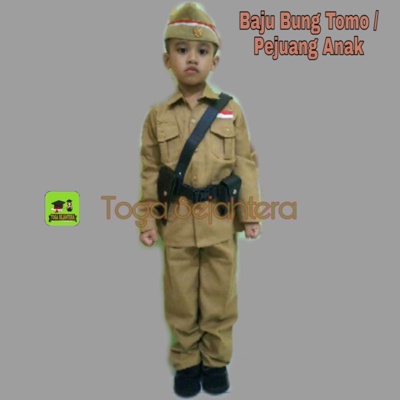 Baju Karnaval Kostum Pejuang Anak / Baju Bung Tomo / Veteran