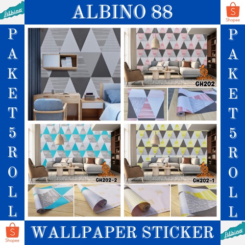 PAKET 5 ROLL Wallpaper Sticker Dinding Walpaper Stiker Ruang Tamu Walpeper Tembok Kamar Tidur Motif SALUR PREMIUM Elegant TermuraH