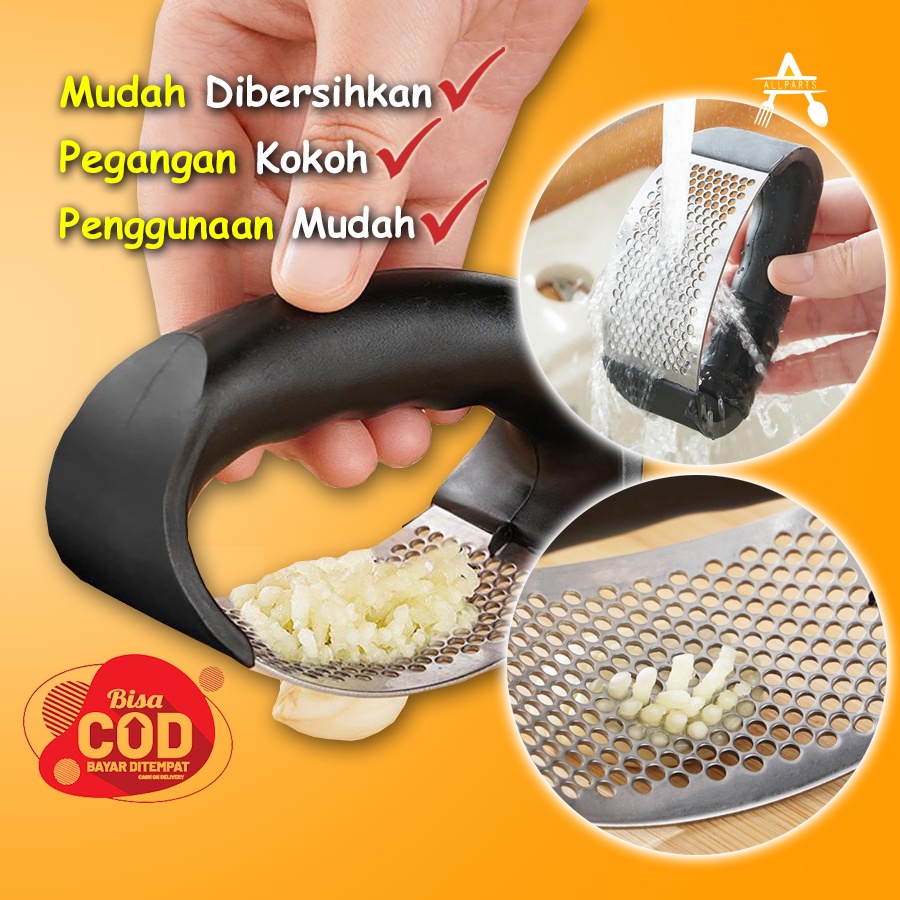 Alat Penghancur Penghalus Perajang Bawang Putih Garlic Chopper Press Stainless Steel