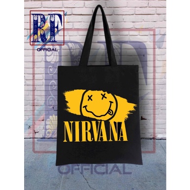 Tote bag band NIRVANA Musik Rock / totebag sling bags waistbag / tas ransel slempang hitam selempang