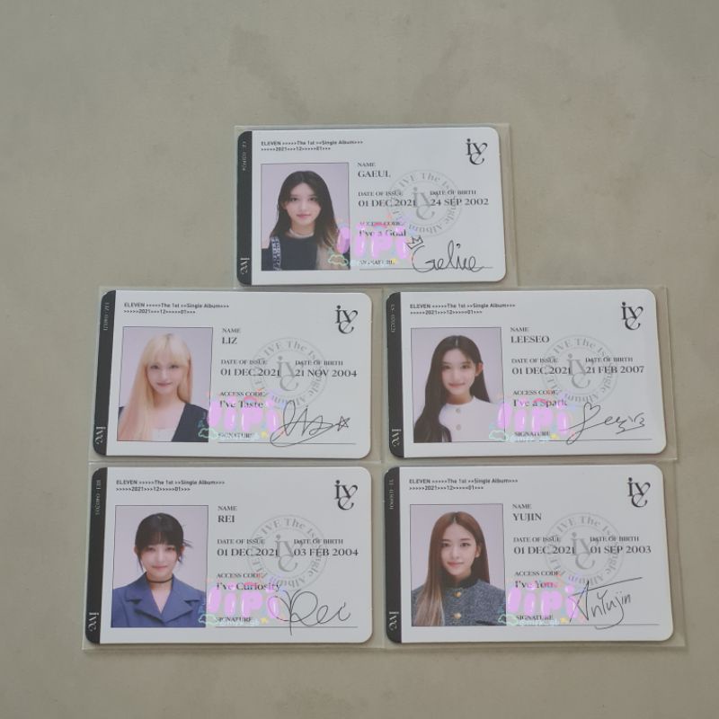 [BACA DESKRIPSI] wts want to sell ready pc photocard id card gaeul leeseo liz yujin rei ive eleven o