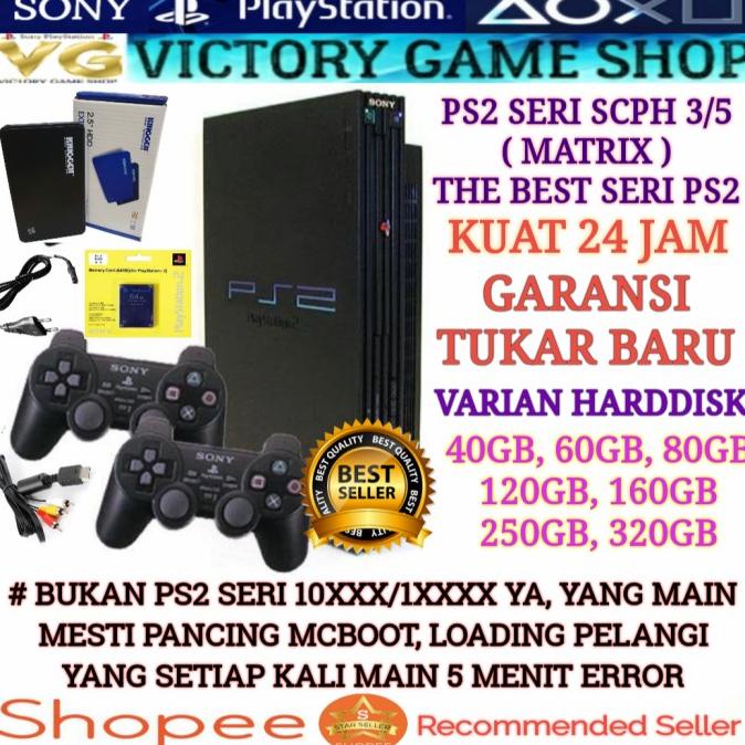 PS2 PS 2 FAT SONY PLAYSTATION 2 + HARDDISK HDD + 2 STIK ANALOG KOMPLIT