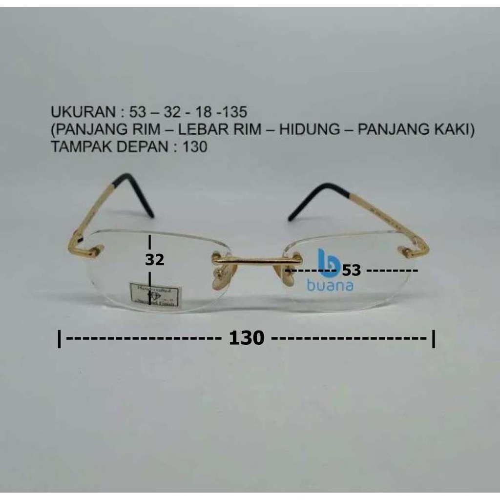 FRAME KACAMATA 2003 RIMLESS EMAS BESI