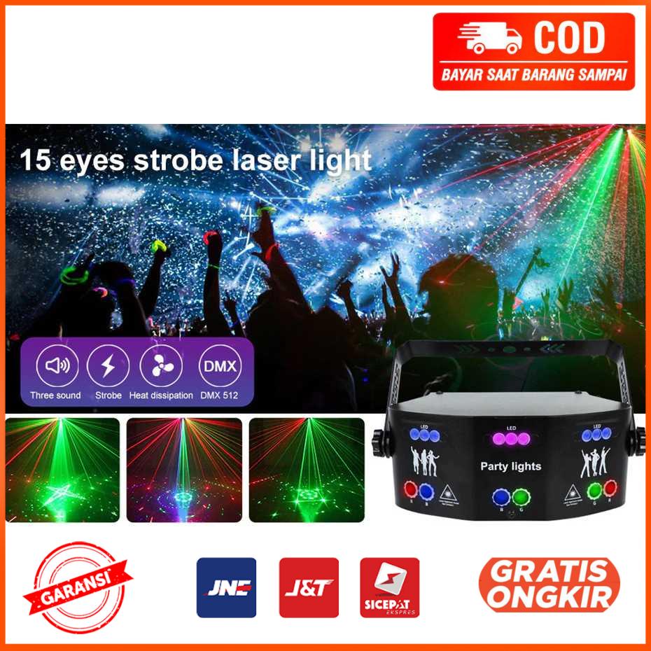 Lampu Sorot Panggung Disco Beam Laser RGB DMX 15 Eye - AL15E