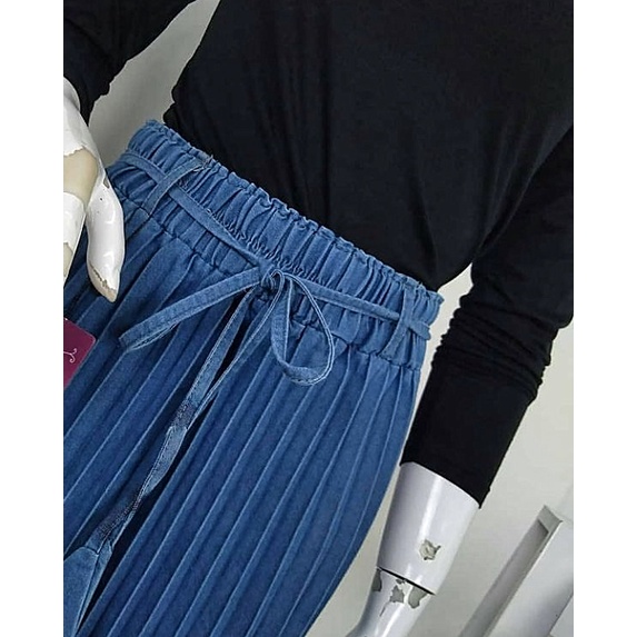 PLISKET JEANS PREMIUM/ROK WANITA/ROK JEANS