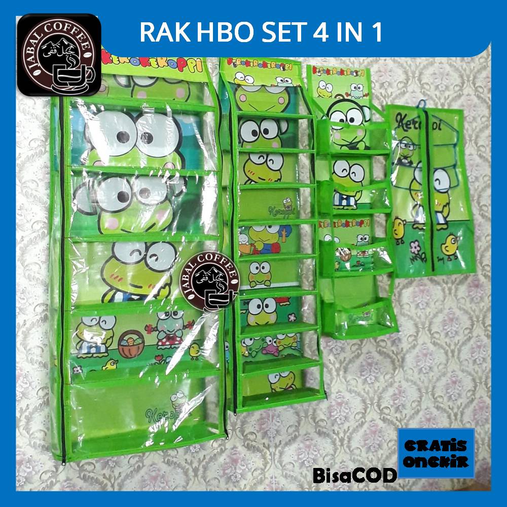 Rak Set Gantung 4 in 1 / Rak Set Gantung 4 in 1 HBO 1300 Gram / Rak Tas Rak Sepatu Rak Jilbab Rak Kosmetik Karakter 02