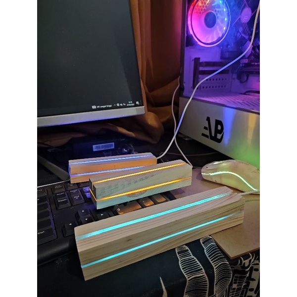 Base lamp/Dudukan lampu hias acrylic/Stand lampu akrilik kayu