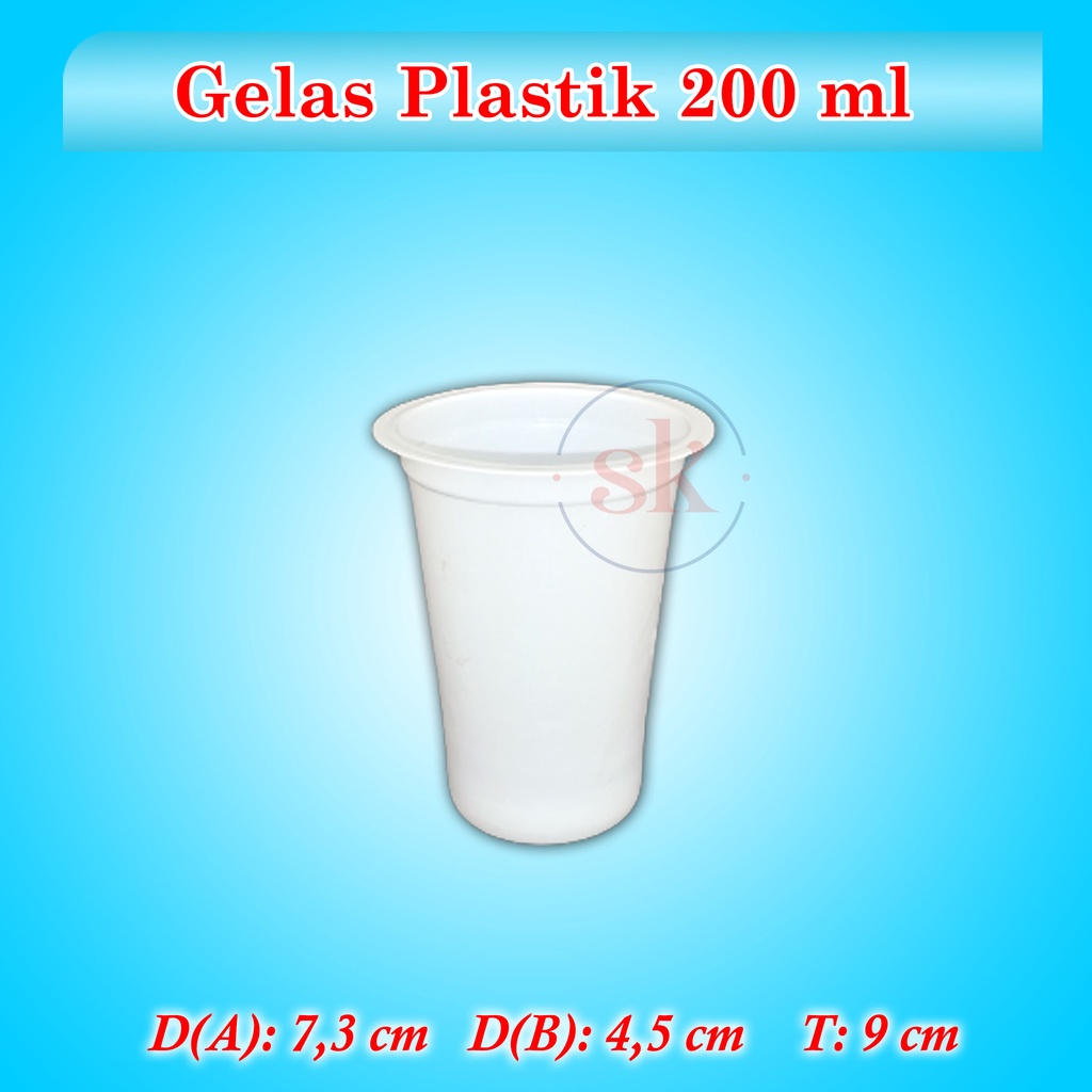 (2000 pcs) Gelas Plastik Cup Plastik 200 ml Putih Polos