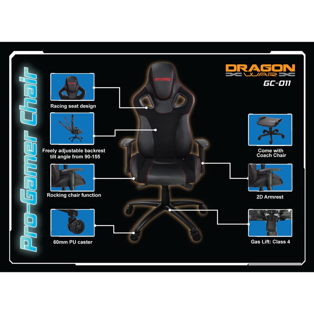 Dragonwar Gc 011 Pro Gaming Chair Gc 011kursi Gaming Shopee