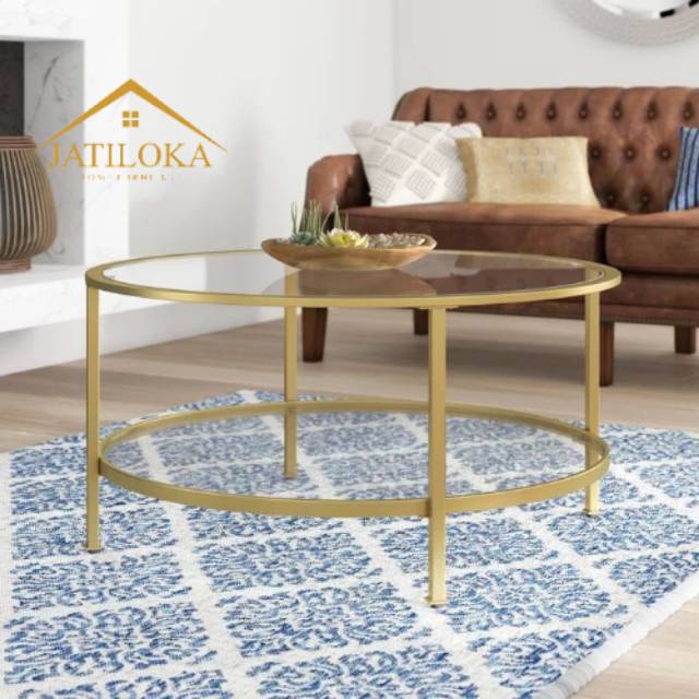 Cocktail - Meja tamu bulat/Meja kopi/Coffee table meja tamu  minimalis gold - 80cm