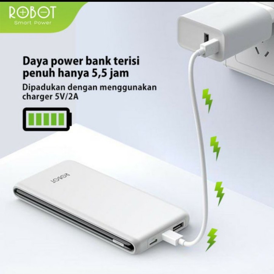 Power bank Robot 10000mAh rt 180 Dual Input Type-C &amp; Micro USB Power bank