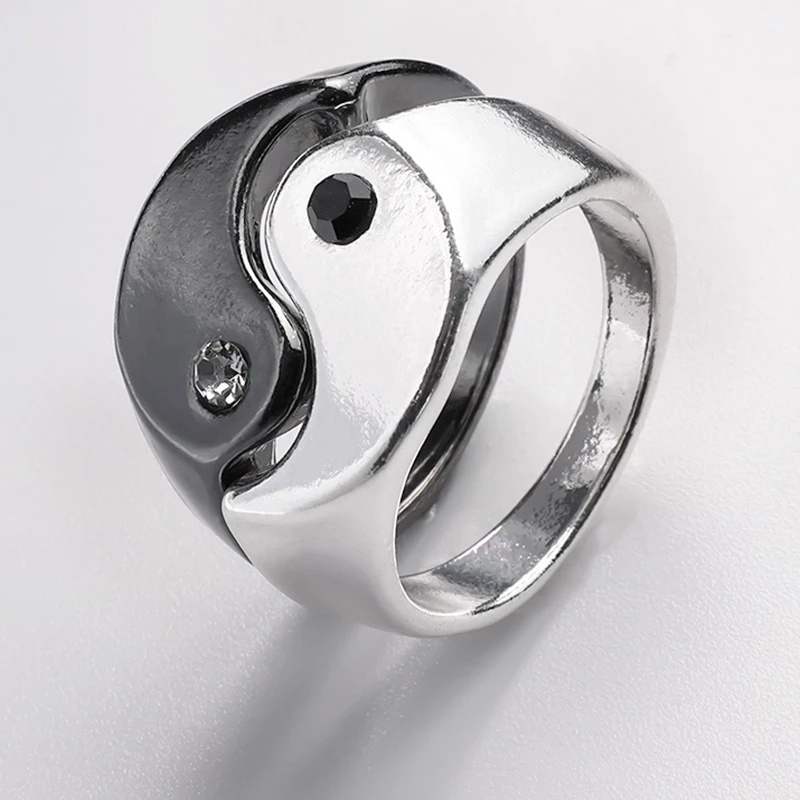 Cincin Desain Yin Yang Yin Yang Tai Chi Gosip Gaya Cina Punk Untuk Pria Dan Wanita