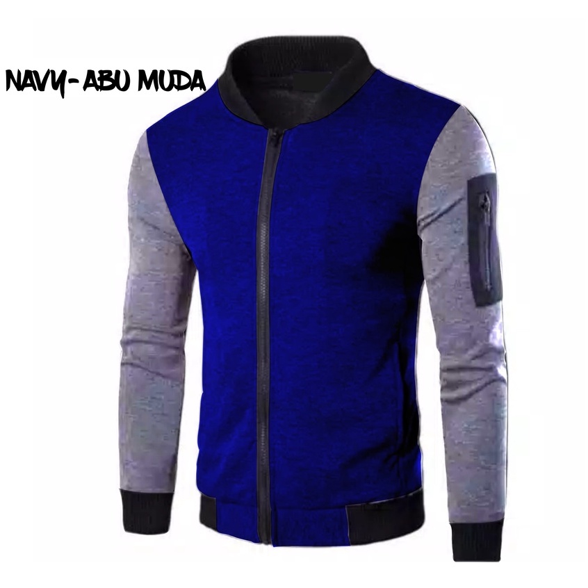 JAKET JUMBO PRIA BOMBER FLEECE KOMBINASI DEWASA MURAH