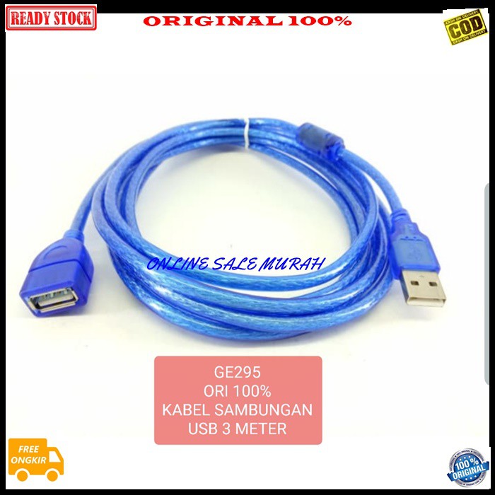 G295 Kabel usb sambungan 3 meter cable komputer laptop computer extension konektor splitter audio sambungan cewe cowo Jek jack penyambung converter female male original G295 KABEL USB SAMBUNGAN 3 METER  200 gram ORIGINAL 100% melayani GROSIR DAN ECERAN ke