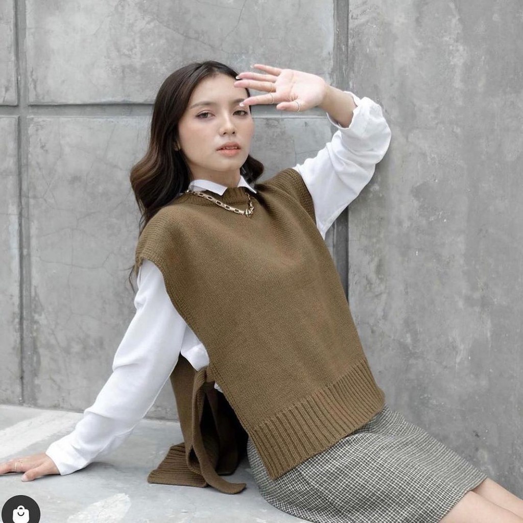 Vest Rajut Tali - Rompi Knit Sweater Outer Vest Korea Academia Style