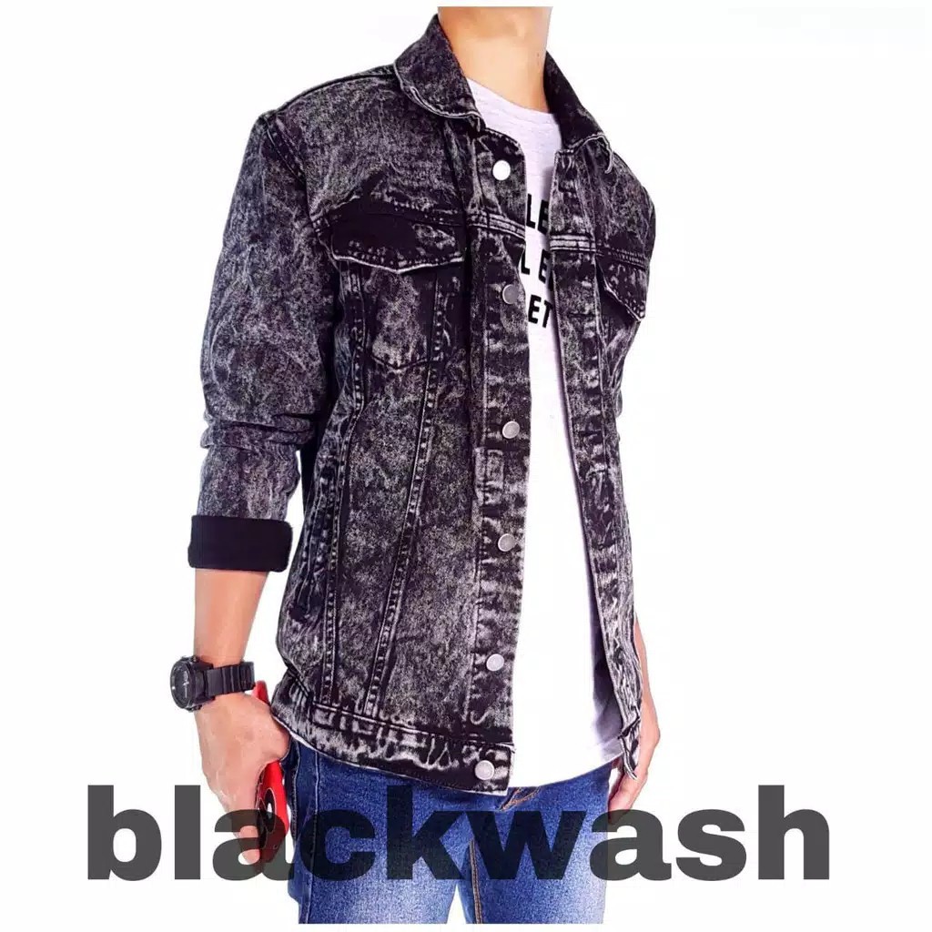 Jaket Jeans Pria Jaket Levis Blackwash Size M-XXL Unisex