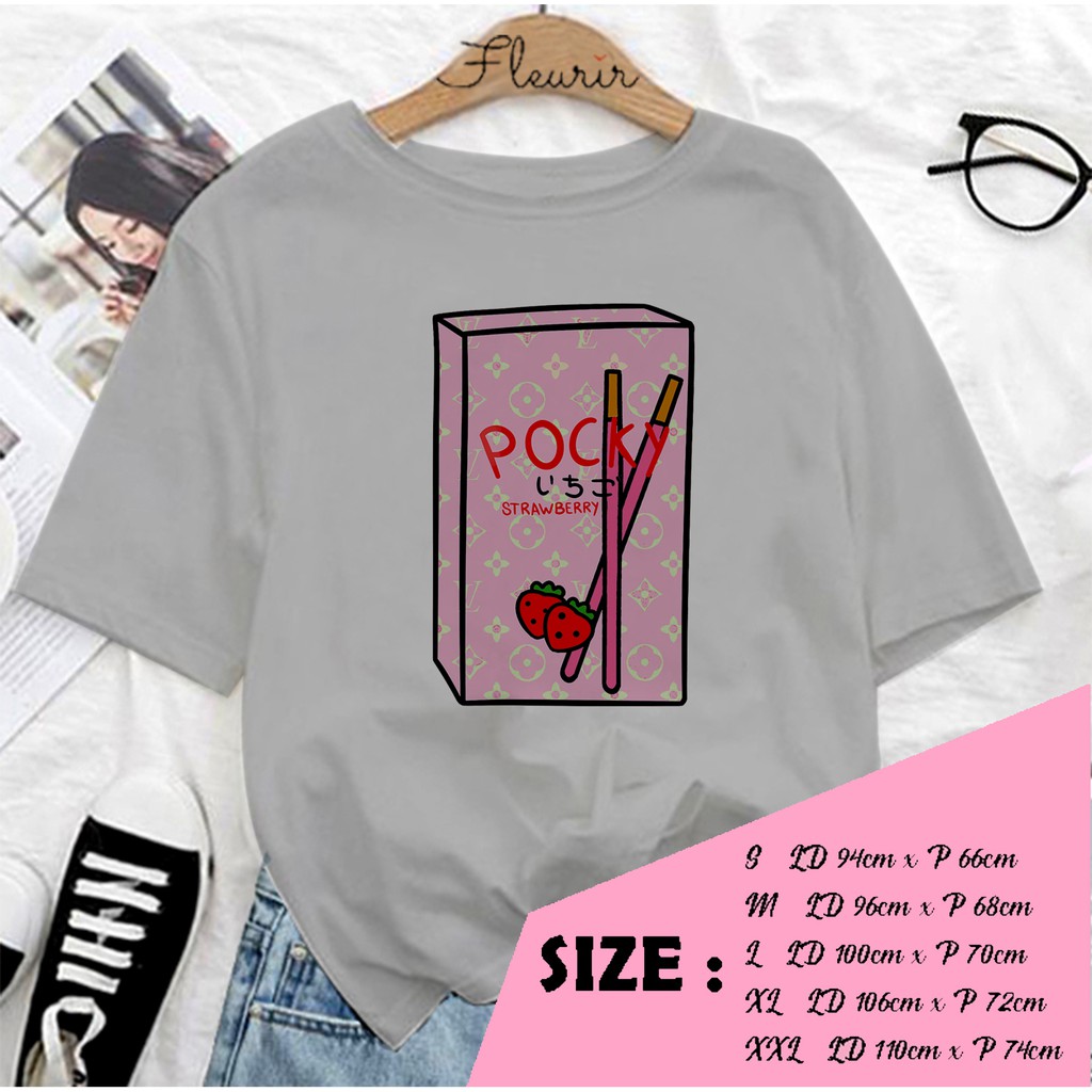 FLEURIR - KAOS WANITA POCKY ELVE DEWASA LENGAN PENDEK TUMBLR TEE UNISEX