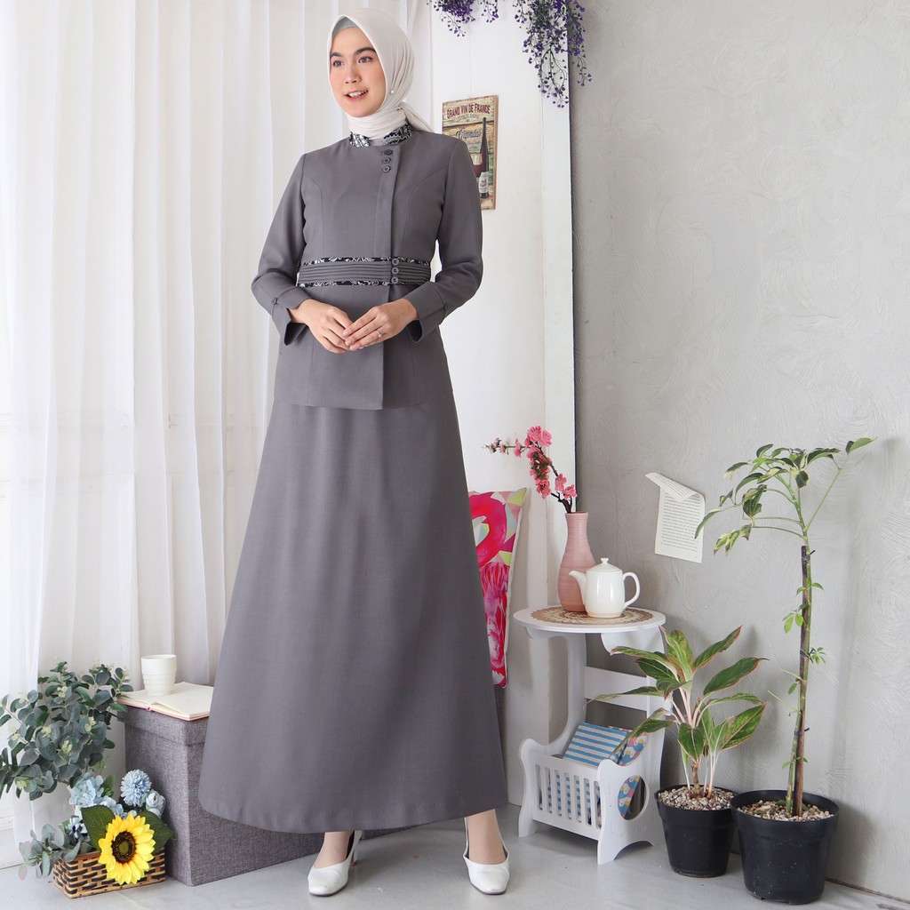 BLAZER WANITA B&amp;V LYNELLE / Seragam PNS / Baju PDH PNS Wanita / Baju Dinas Pemda Wanita / Baju Khaki PNS Wanita / Seragam ASN Wanita / Baju Guru Wanita - 7007 ABU MUDA