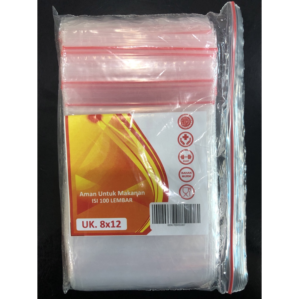 PLASTIK KLIP ziplock ISI 100 LEMBAR ukuran 8x12