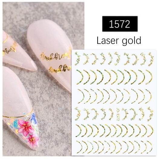 GOLD SILVER Series Nail Sticker - Ultra Thin Nail Stickers Stiker Kuku
