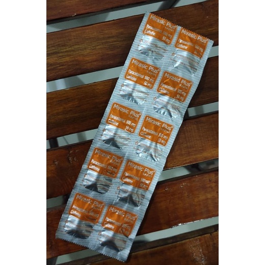 Mirasic Plus Caffeine 10 Kaplet / 650 Mg / Meredakan Demam / Sakit Kepala / Nyeri/ Strip 10 Tablet