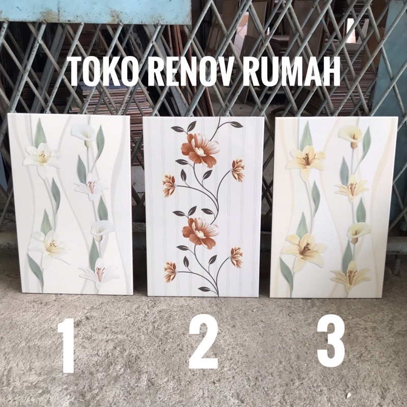 keramik dinding 25x40 motif bunga / keramik dapur/ keramik kamar mandi/ keramik bunga lily