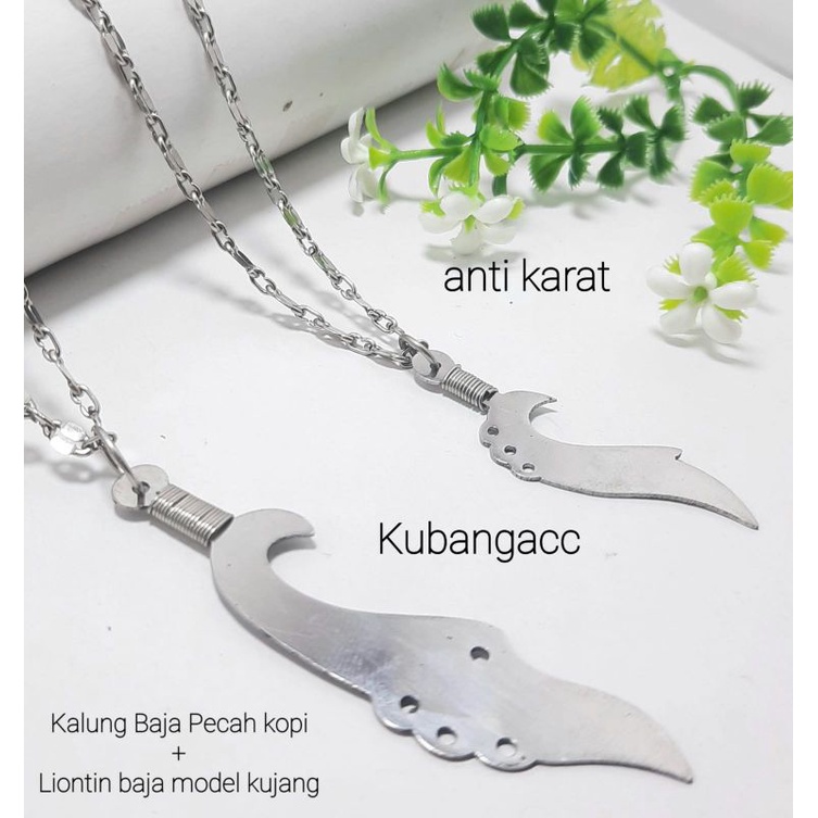 Kalung Pria Monel Kalung Baja Pecah Kopi Liontin Kujang Rantai Kalung Pria Wanita Kalung Keren