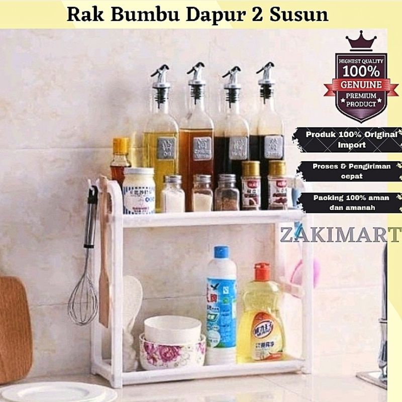 Rak Bumbu Dapur 2 Tingkat Rak Plastik 2 Susun Serbaguna Rak Serbaguna