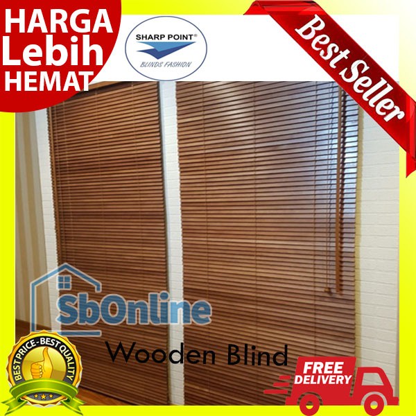 Sharp Point Wooden Blind Manual String Tape -Stick + Cord 27mm, Harga per m2
