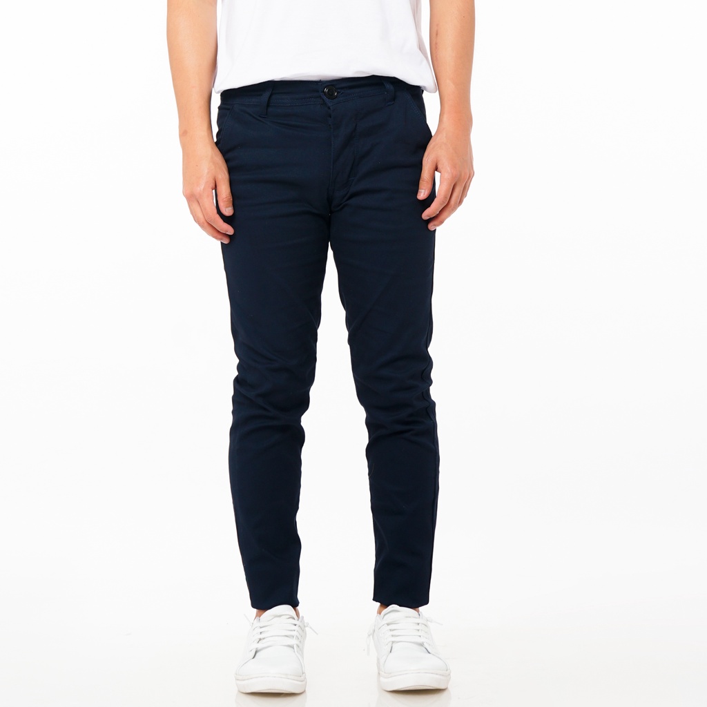 SANVANINA Celana Chino Panjang Pria Slim Fit Navy | Long Tailor Chino Dark Blue H-078